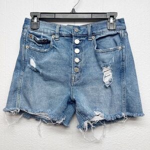 Gap Button Fly Distressed Western Coquette Chic Rodeo Cowgirl Denim Shorts Sz 26